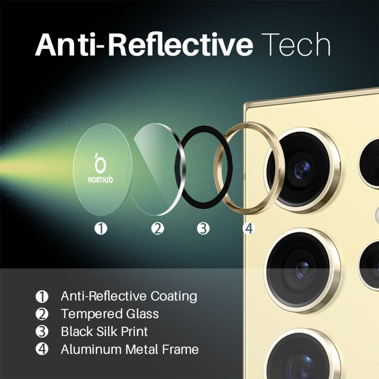 For Samsung Galaxy S25 Ultra 5G NORTHJO Camera Lens Protector CD Metal Ring Tempered Glass Film(Gold)
