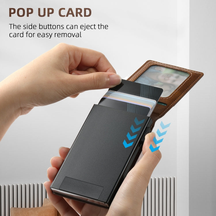 For Samsung Galaxy Note20 5G Suteni H19 Oil Wax 2-in-1 MagSafe Removable Card Box Back Phone Case(Brown)