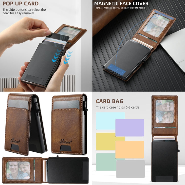 For Samsung Galaxy Note20 5G Suteni H19 Oil Wax 2-in-1 MagSafe Removable Card Box Back Phone Case(Black)