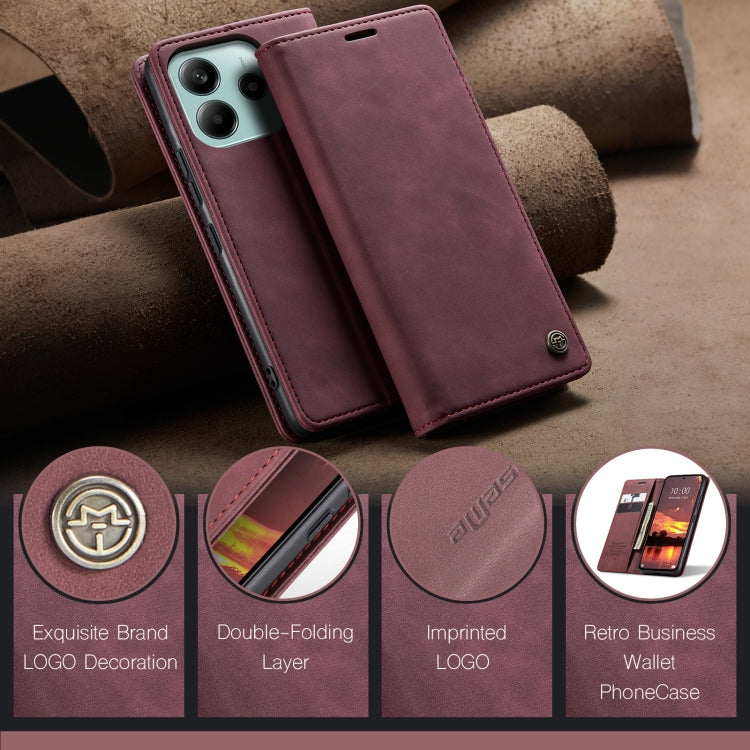 For Redmi Note 14 5G CaseMe 013 Multifunctional Horizontal Flip Leather Phone Case(Red)