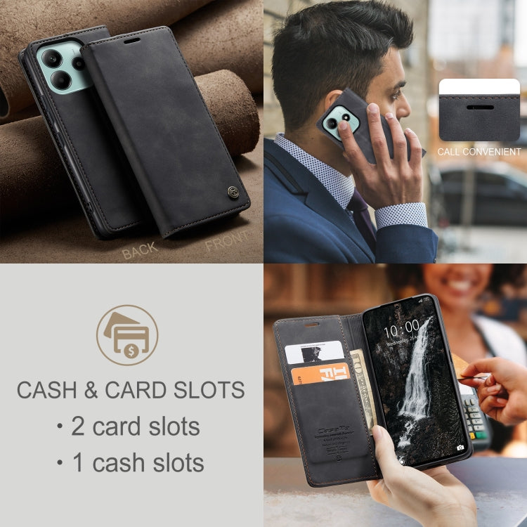For Redmi Note 14 5G CaseMe 013 Multifunctional Horizontal Flip Leather Phone Case(Black)