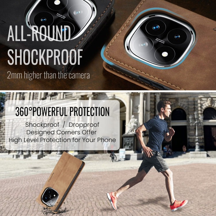 For Redmi Note 14 Pro 5G CaseMe 013 Multifunctional Horizontal Flip Leather Phone Case(Brown)