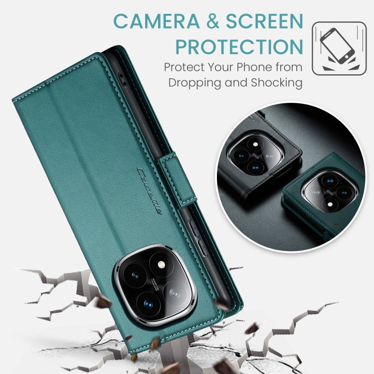 For Redmi Note 14 Pro 5G CaseMe 023 Butterfly Buckle Litchi Texture RFID Anti-theft Leather Phone Case(Green)