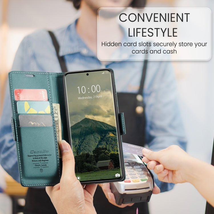 For Redmi Note 14 Pro 5G CaseMe 023 Butterfly Buckle Litchi Texture RFID Anti-theft Leather Phone Case(Green)