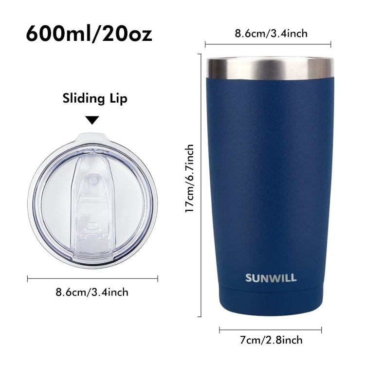JUNSUNMAY 600ml 304 Stainless Steel Vacuum Insulated Coffee Travel Mug Double Wall Thermal Cup(White)