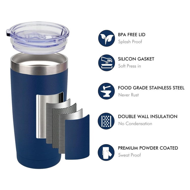 JUNSUNMAY 600ml 304 Stainless Steel Vacuum Insulated Coffee Travel Mug Double Wall Thermal Cup(Black)