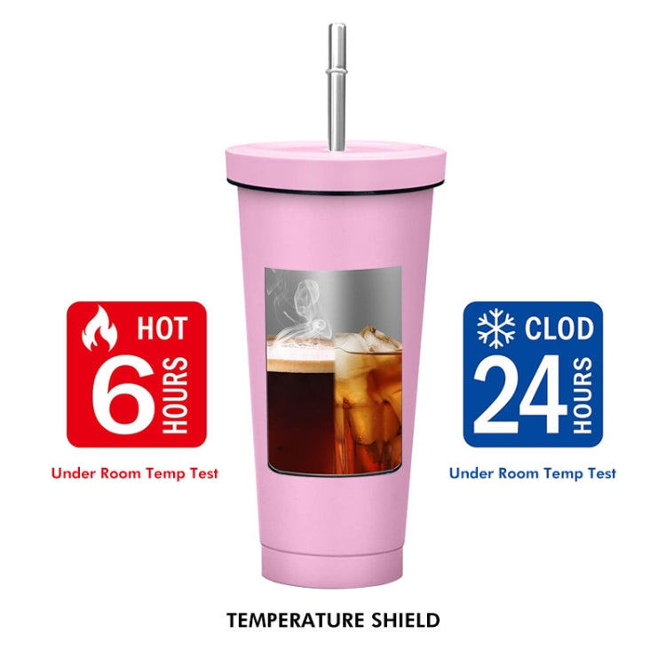 JUNSUNMAY 500ml 304 Stainless Steel Water Vacuum Bottle Coffee Cup with Lid and Straw(Black)
