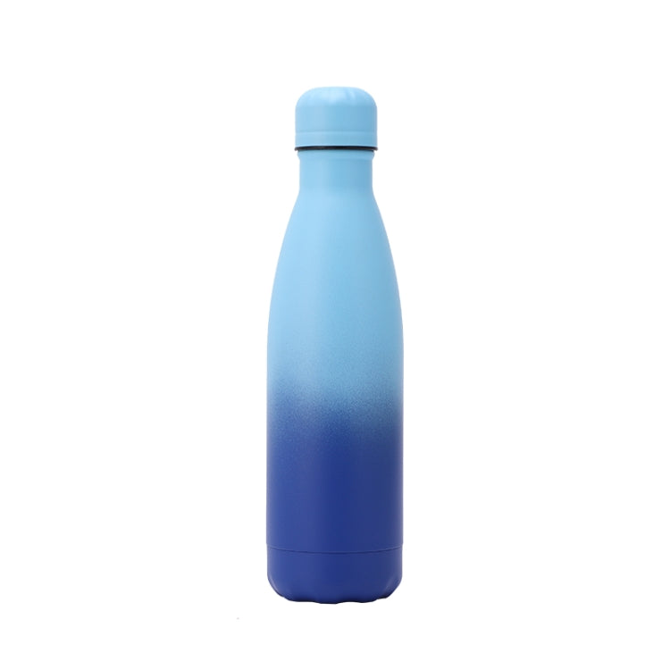 JUNSUNMAY 500ml Gradient Colored Coating 304 Stainless Steel Water Vacuum Bottle(Gradient Blue)