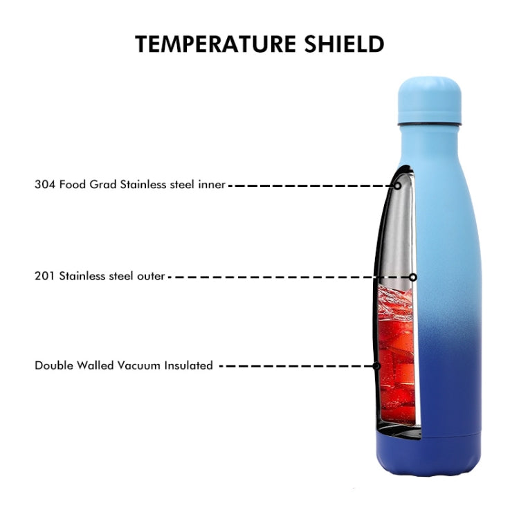JUNSUNMAY 500ml Gradient Colored Coating 304 Stainless Steel Water Vacuum Bottle(Purple Pink)