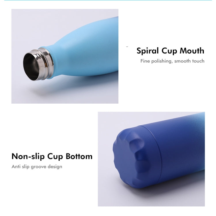 JUNSUNMAY 500ml Gradient Colored Coating 304 Stainless Steel Water Vacuum Bottle(Blue Pink)