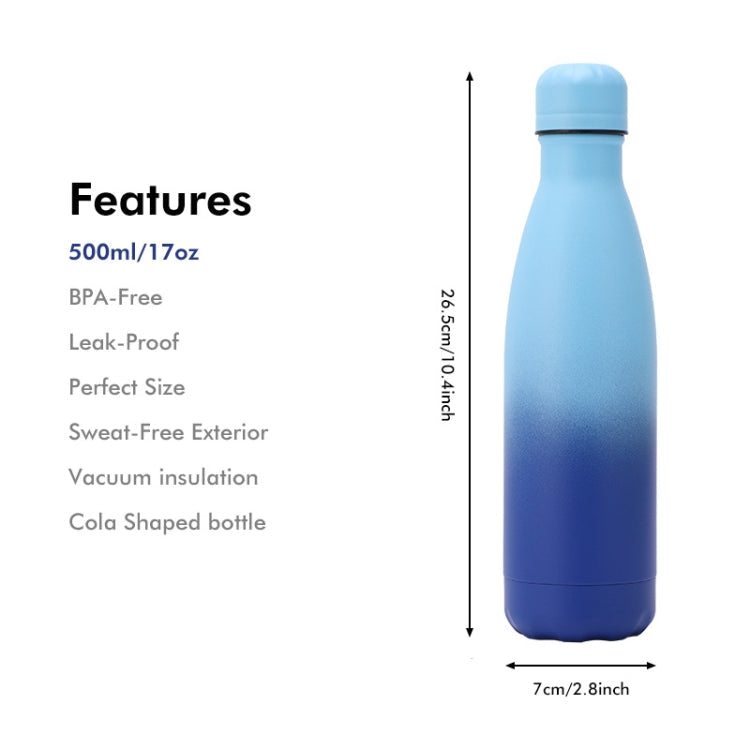 JUNSUNMAY 500ml Gradient Colored Coating 304 Stainless Steel Water Vacuum Bottle(Yellow Purple Blue)