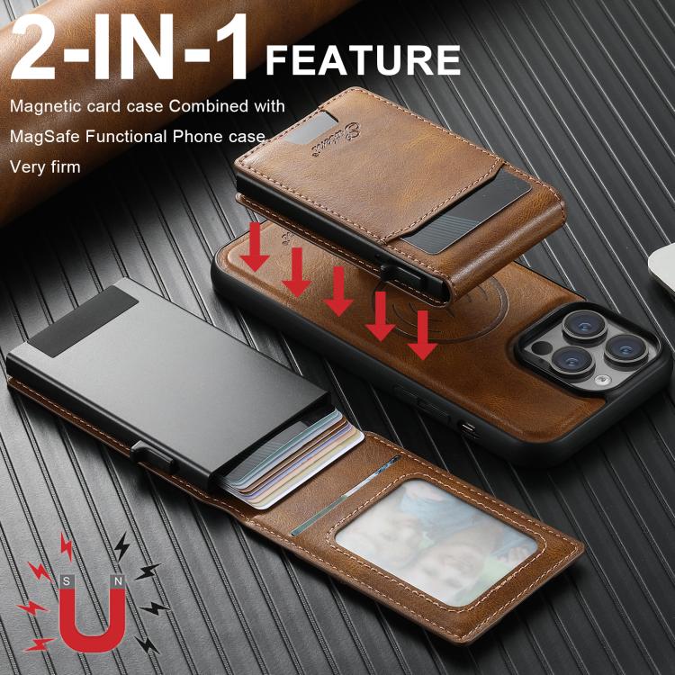 For Google Pixel 10 Pro Suteni H19 Oil Wax 2-in-1 MagSafe Removable Card Box Back Phone Case(Brown)