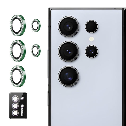 For Samsung Galaxy S25 Ultra 5G ENKAY AR Anti-reflection Individual Diamond Ring Camera Lens Glass Full Film(Deep Green)