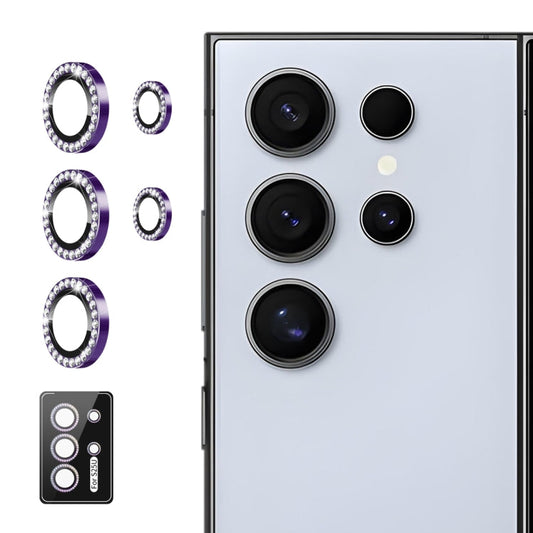 For Samsung Galaxy S25 Ultra 5G ENKAY AR Anti-reflection Individual Diamond Ring Camera Lens Glass Full Film(Deep Purple)