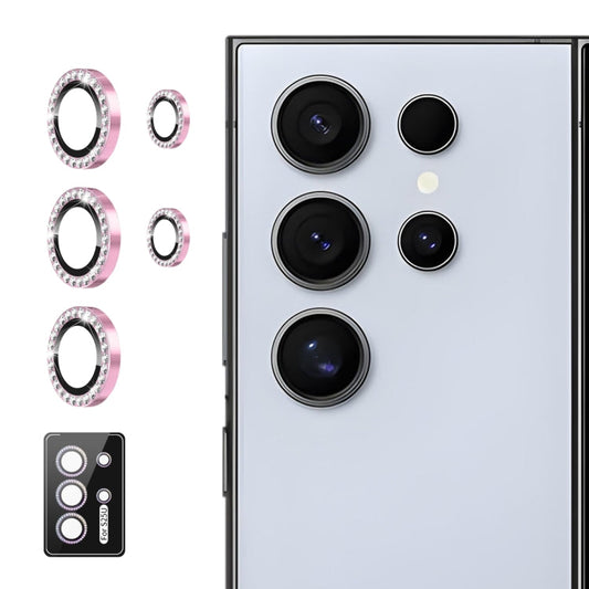 For Samsung Galaxy S25 Ultra 5G ENKAY AR Anti-reflection Individual Diamond Ring Camera Lens Glass Full Film(Pink)