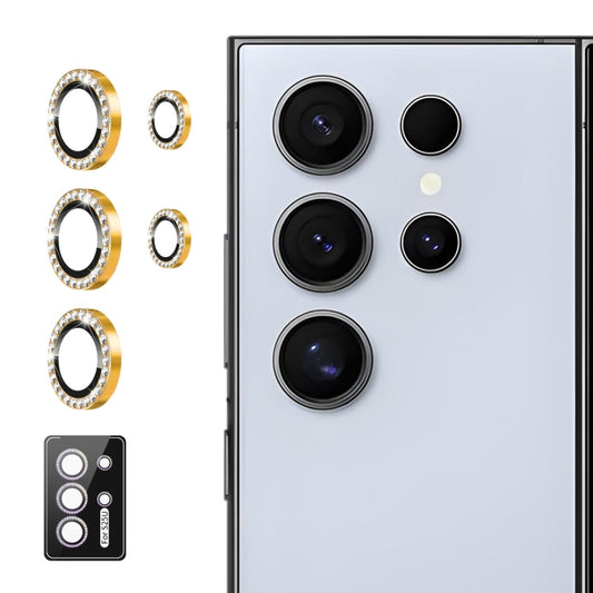For Samsung Galaxy S25 Ultra 5G ENKAY AR Anti-reflection Individual Diamond Ring Camera Lens Glass Full Film(Gold)
