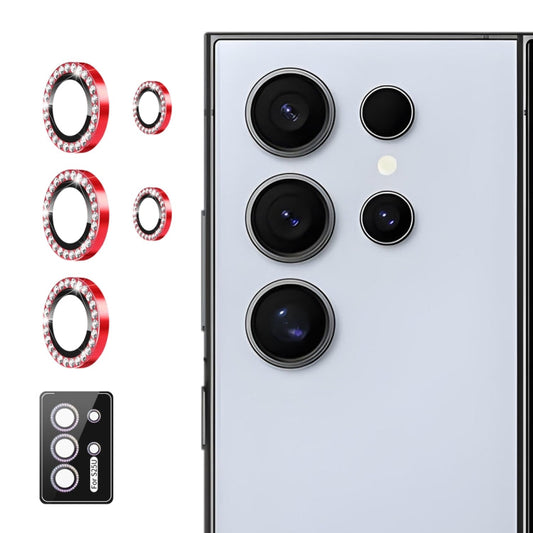 For Samsung Galaxy S25 Ultra 5G ENKAY AR Anti-reflection Individual Diamond Ring Camera Lens Glass Full Film(Red)