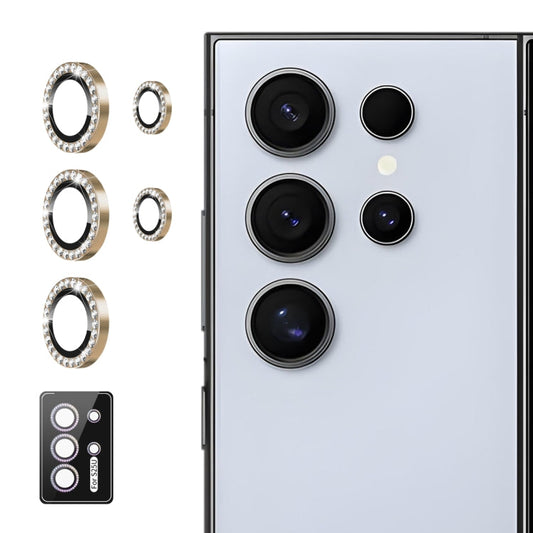 For Samsung Galaxy S25 Ultra 5G ENKAY AR Anti-reflection Individual Diamond Ring Camera Lens Glass Full Film(Titanium Gold)