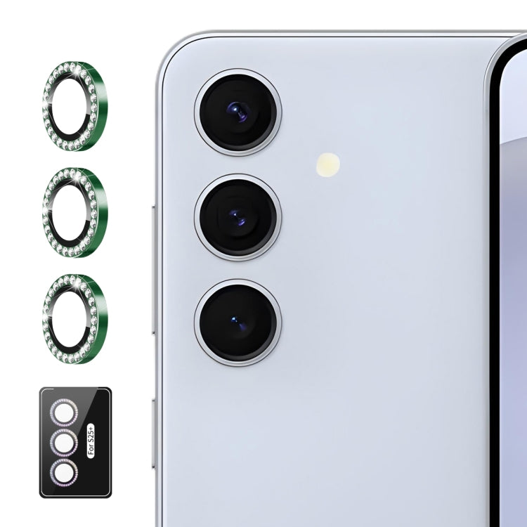 For Samsung Galaxy S25+ 5G ENKAY AR Anti-reflection Individual Diamond Ring Camera Lens Glass Full Film(Deep Green)