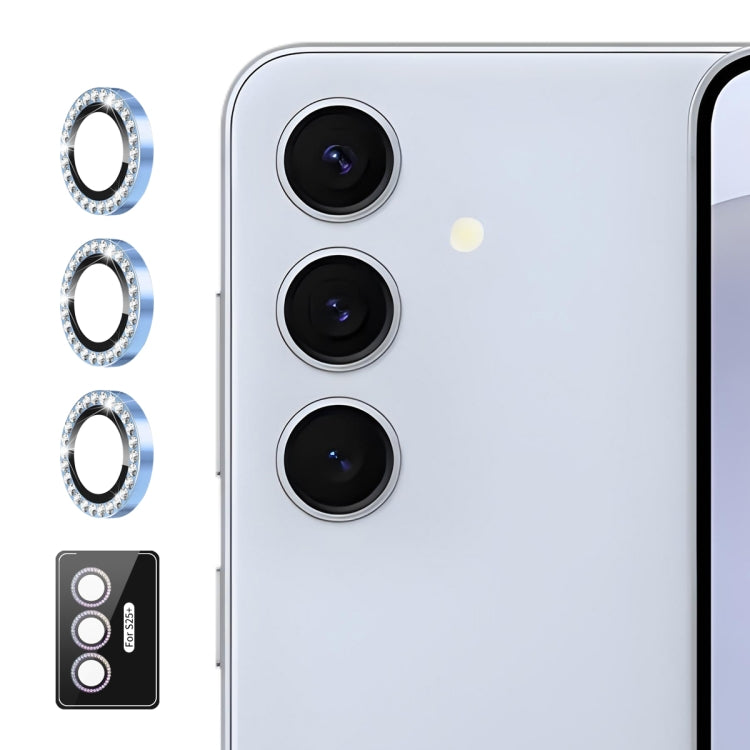 For Samsung Galaxy S25+ 5G ENKAY AR Anti-reflection Individual Diamond Ring Camera Lens Glass Full Film(Sierra Blue)