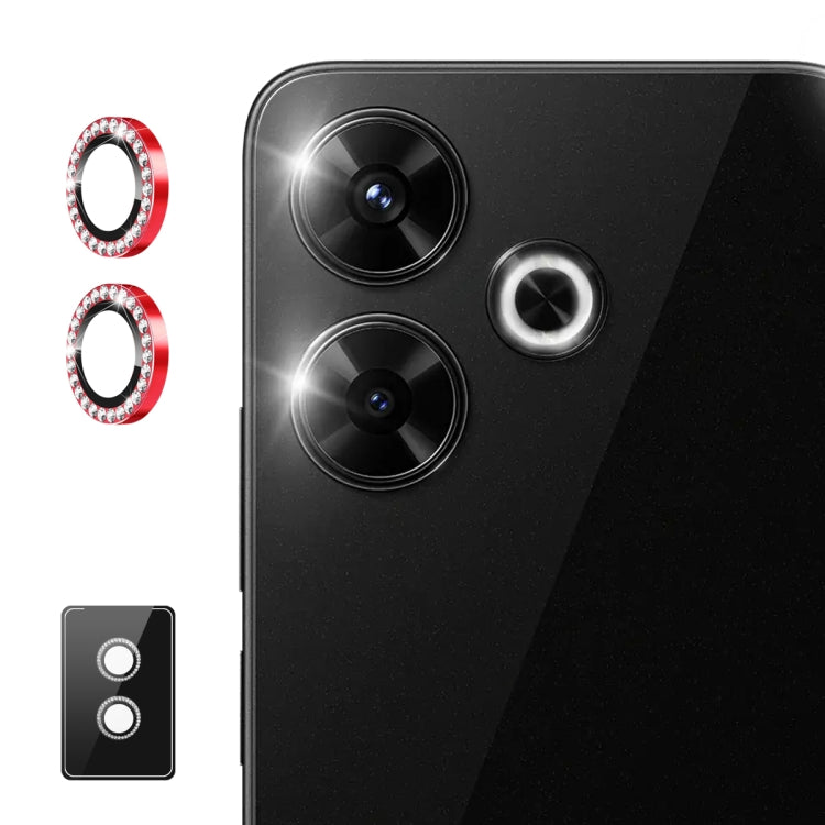 For Xiaomi Redmi Note 13 Pro+ ENKAY AR Anti-reflection Individual Diamond Ring Camera Lens Glass Full Film(Red)