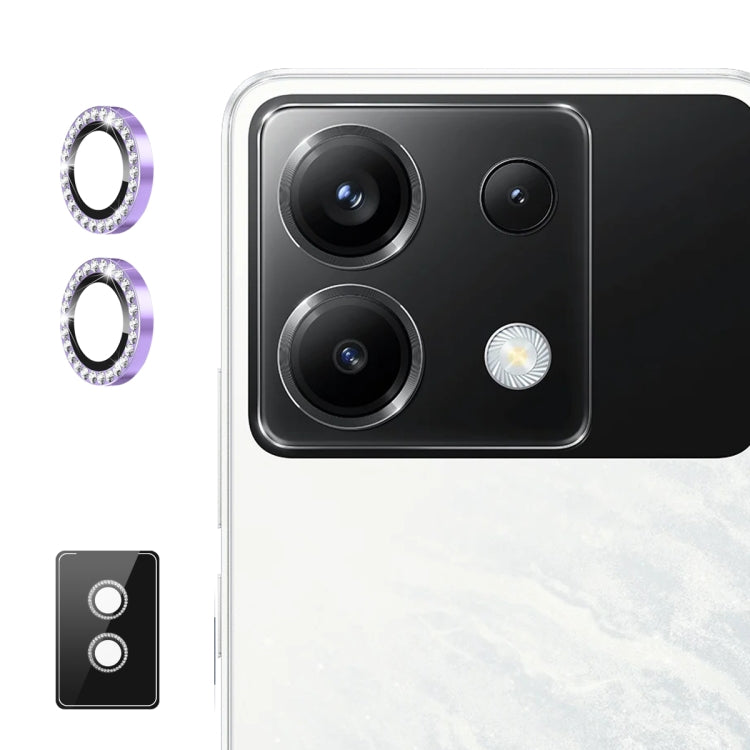 For Xiaomi Poco X6 / Redmi Note 13 Pro 5G ENKAY AR Anti-reflection Individual Diamond Ring Camera Lens Glass Full Film(Light Purple)