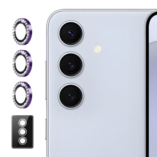 For Samsung Galaxy S24 FE 5G ENKAY AR Anti-reflection Individual Diamond Ring Camera Lens Glass Full Film(Deep Purple)