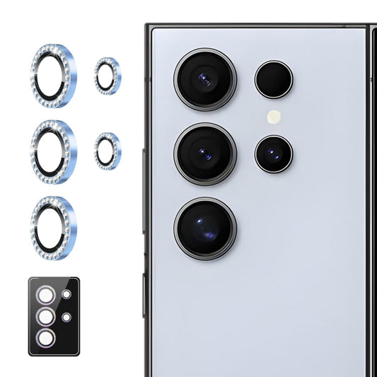 For Samsung Galaxy S23 Ultra 5G ENKAY AR Anti-reflection Individual Diamond Ring Camera Lens Glass Full Film(Sierra Blue)
