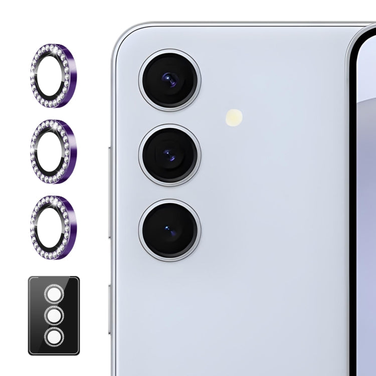 For Samsung Galaxy A14 / A24 / A34 ENKAY AR Anti-reflection Individual Diamond Ring Camera Lens Glass Full Film(Deep Purple)