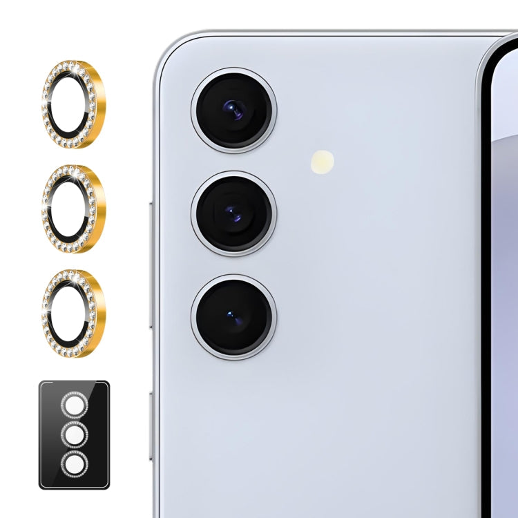For Samsung Galaxy A15 ENKAY AR Anti-reflection Individual Diamond Ring Camera Lens Glass Full Film(Golden)