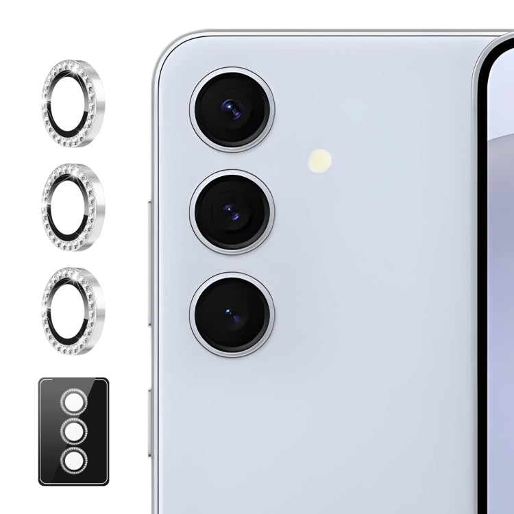 For Samsung Galaxy A15 ENKAY AR Anti-reflection Individual Diamond Ring Camera Lens Glass Full Film(Silver)