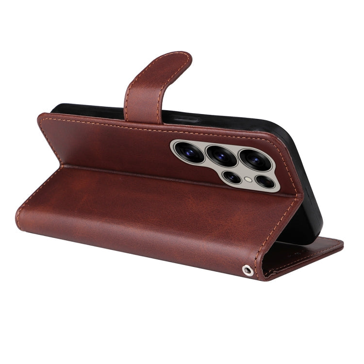 For Samsung Galaxy S24 Ultra 5G ENKAY Card Wallet Calf Texture Leather Phone Case with Screen Film(Brown)