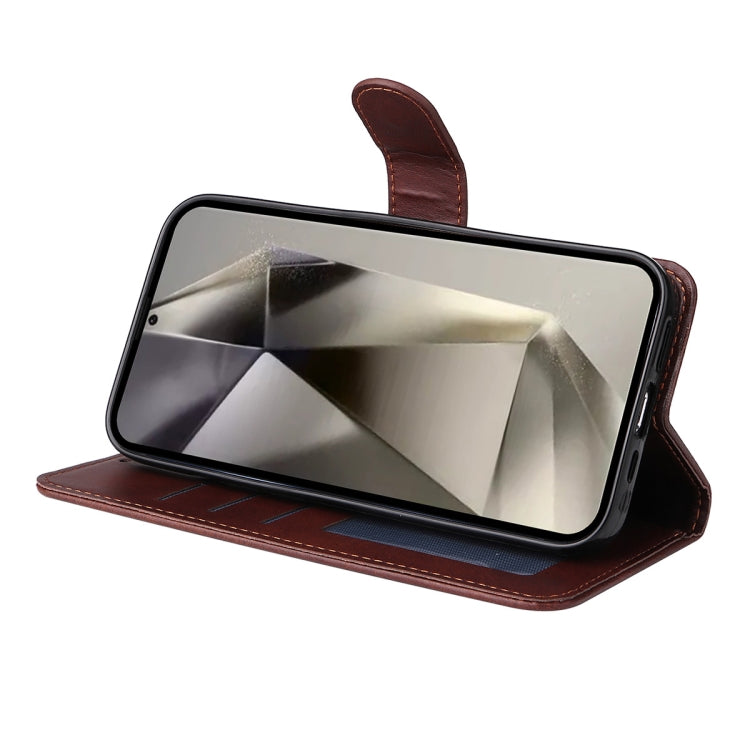 For Samsung Galaxy S24 Ultra 5G ENKAY Card Wallet Calf Texture Leather Phone Case with Screen Film(Brown)