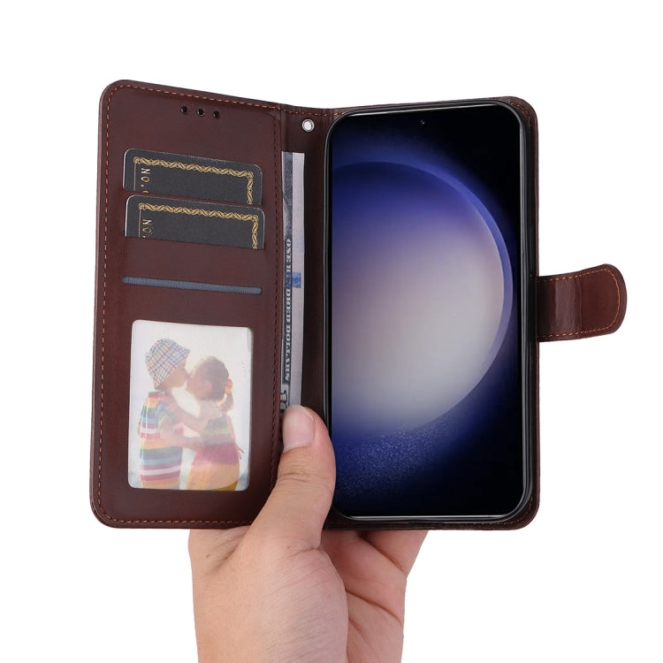 For Galaxy S24 5G ENKAY Card Wallet Calf Texture Leather Phone Case with Screen Film(Black)
