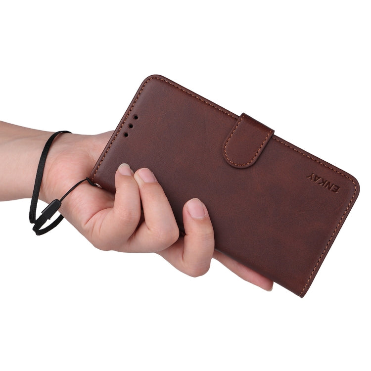 For Galaxy S24 5G ENKAY Card Wallet Calf Texture Leather Phone Case with Screen Film(Black)
