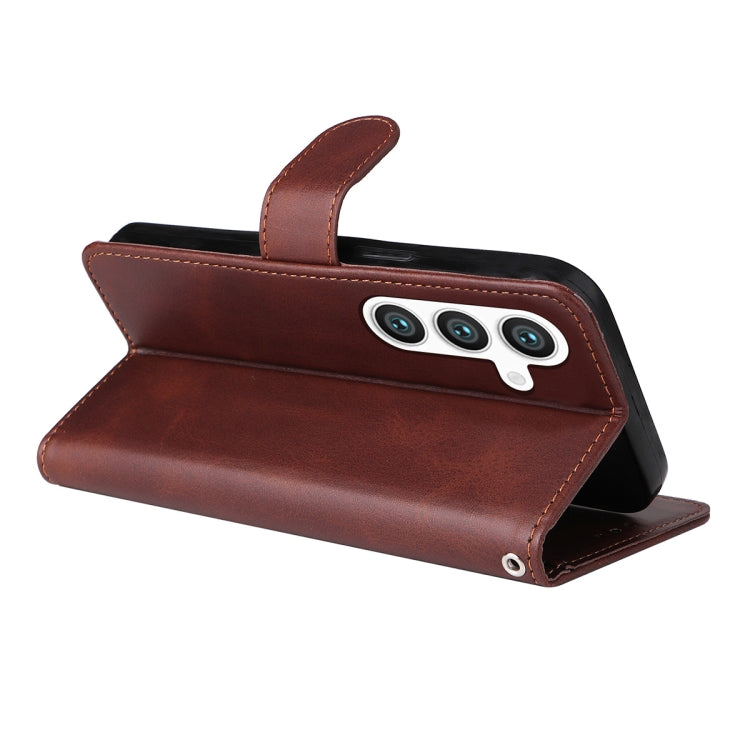 For Galaxy S24 5G ENKAY Card Wallet Calf Texture Leather Phone Case with Screen Film(Black)