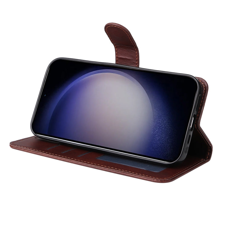 For Galaxy S24 5G ENKAY Card Wallet Calf Texture Leather Phone Case with Screen Film(Black)