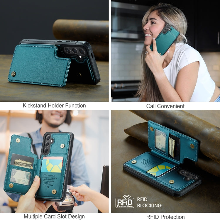 For Samsung Galaxy S25+ 5G CaseMe C22 Card Slots Holder RFID Anti-theft Phone Case(Green)