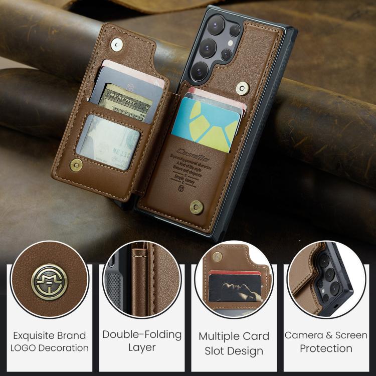 For Samsung Galaxy S25 Ultra 5G CaseMe C22 Card Slots Holder RFID Anti-theft Phone Case(Brown)