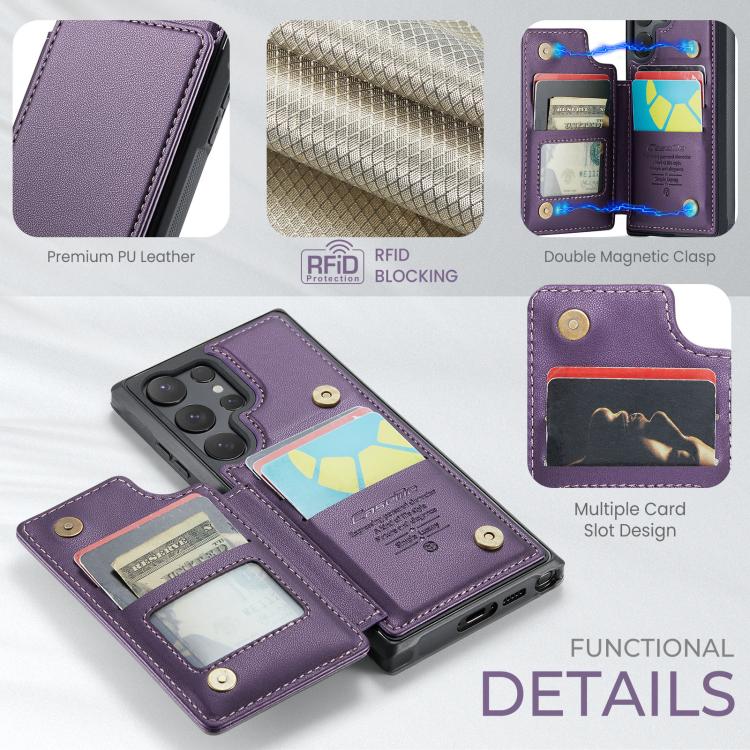 For Samsung Galaxy S25 Ultra 5G CaseMe C22 Card Slots Holder RFID Anti-theft Phone Case(Purple)