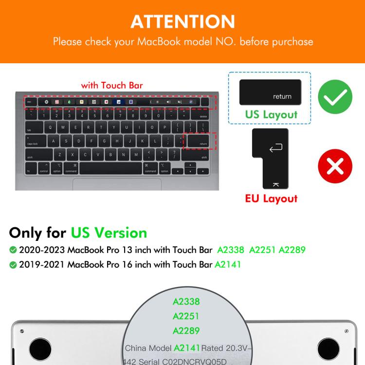 For MacBook Pro 13.3 (A2289/A2338) / Pro 16 (A2141) ENKAY US Version Keyboard Cover Soft Silicone Protective Film(White)