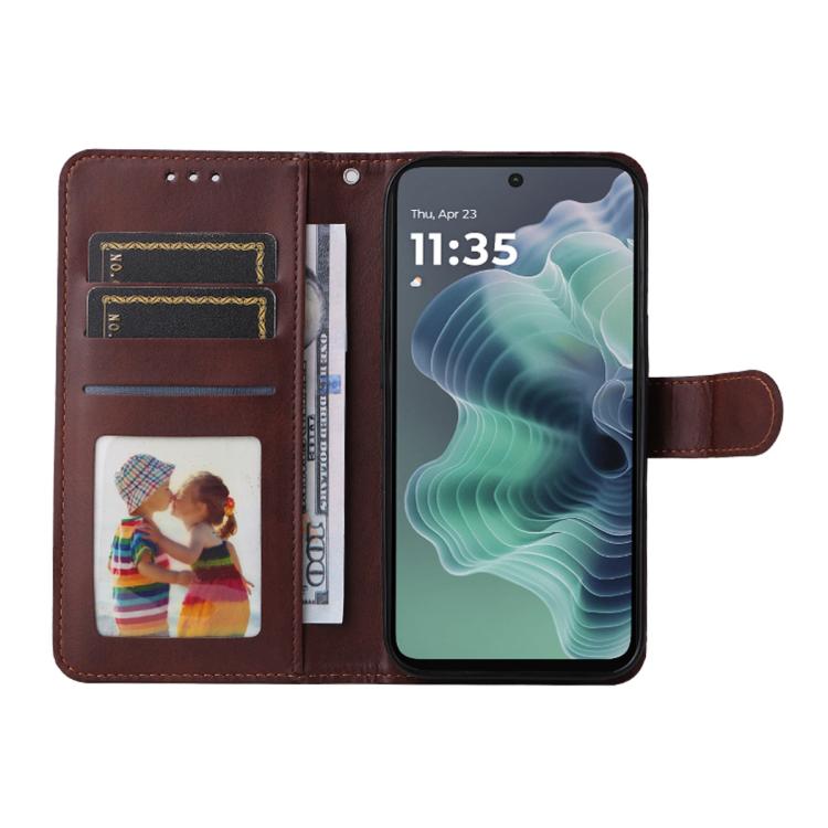 For Motorola Moto G35 ENKAY Card Wallet Calf Texture Leather Phone Case with Screen Film(Red)