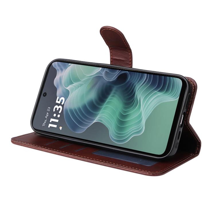 For Motorola Moto G35 ENKAY Card Wallet Calf Texture Leather Phone Case with Screen Film(Blue)