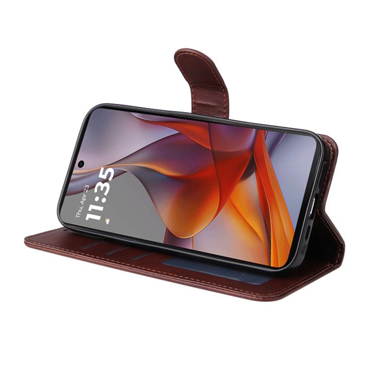 For Motorola Moto G75 ENKAY Card Wallet Calf Texture Leather Phone Case with Screen Film(Black)