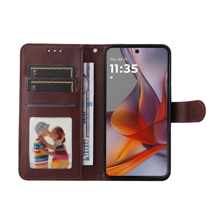 For Motorola Moto G75 ENKAY Card Wallet Calf Texture Leather Phone Case with Screen Film(Red)