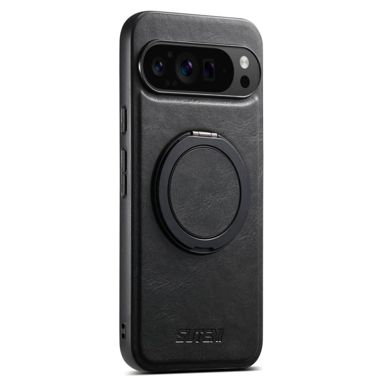 For Google Pixel 10 Suteni G3 Oil Wax 360 Rotation Holder MagSafe Back Phone Case(Black)