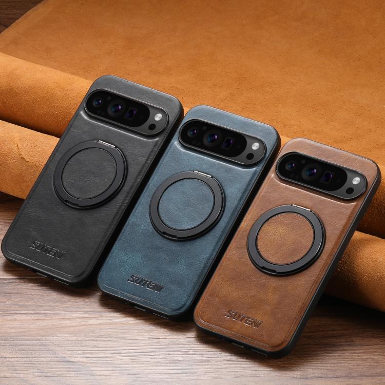 For Google Pixel 10 Suteni G3 Oil Wax 360 Rotation Holder MagSafe Back Phone Case(Black)