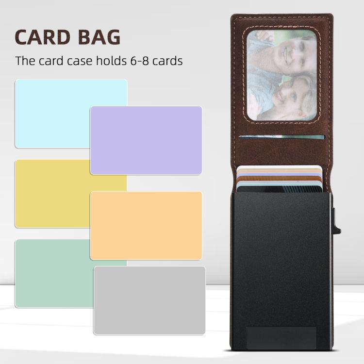 Suteni Litchi Texture Magnetic Key Press Automatically Pop Up Card Box(Brown)