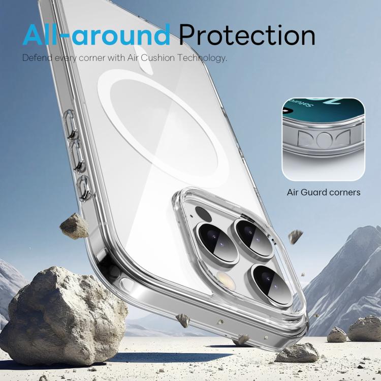 For iPhone 16 Pro Max NORTHJO 3 in 1 PC Magnetic Phone Case with Screen Film and Lens Film(Clear)