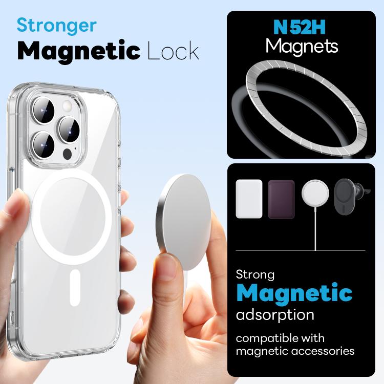 For iPhone 16 Pro NORTHJO 3 in 1 PC Magnetic Phone Case with Screen Film and Lens Film(Clear)